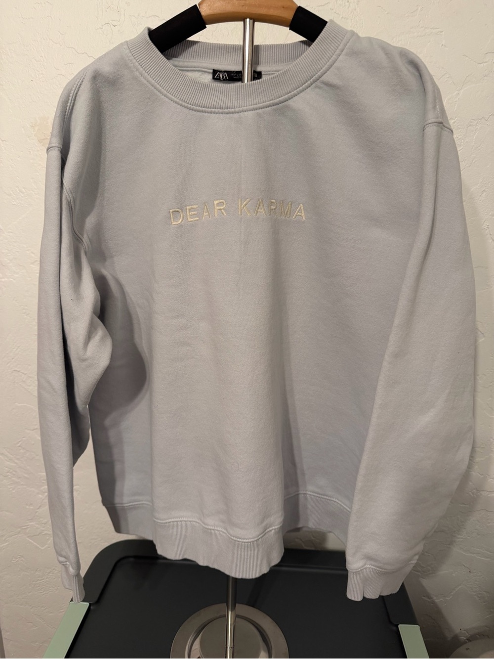 Zara Light blue Ribbed Crewneck Sweatshirt